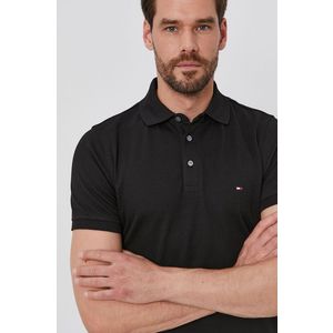 Polo tričko Tommy Hilfiger pánske, čierna farba, jednofarebné vyobraziť