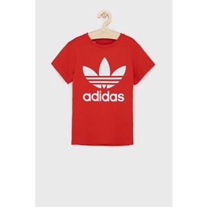 Detské bavlnené tričko adidas Originals červená farba, s potlačou vyobraziť
