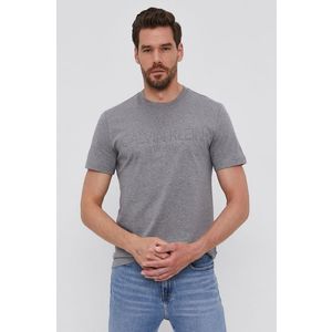 Tričko Calvin Klein pánske, šedá farba, jednofarebné vyobraziť