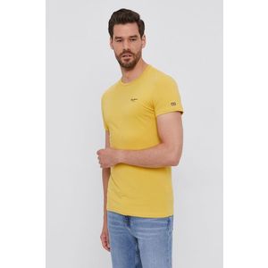 Tričko Pepe Jeans basic pánske, žltá farba, jednofarebné vyobraziť
