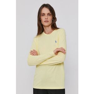 Tričko s dlhým rukávom Polo Ralph Lauren dámske, žltá farba vyobraziť