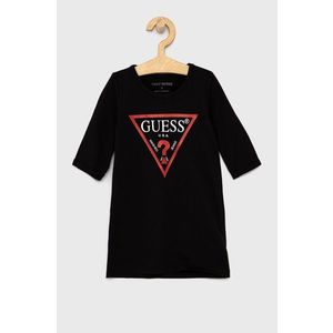 Dievčenské bavlnené šaty Guess čierna farba, mini, áčkový strih vyobraziť