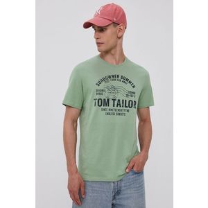 Bavlnené tričko Tom Tailor zelená farba, s potlačou vyobraziť