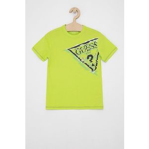 Detské tričko Guess zelená farba, s potlačou vyobraziť
