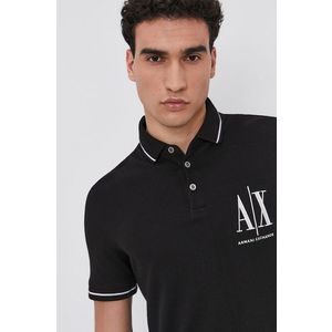 Polo tričko Armani Exchange pánske, čierna farba, s nášivkou vyobraziť