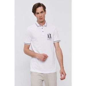 Polo tričko Armani Exchange pánske, biela farba, s nášivkou vyobraziť