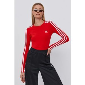 Tričko s dlhým rukávom adidas Originals H35623 dámske, červená farba vyobraziť