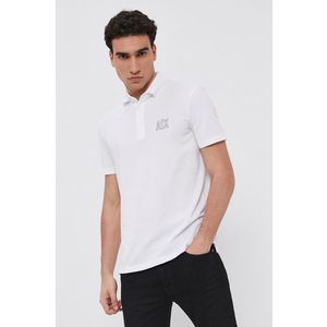 Polo tričko Armani Exchange pánske, biela farba, jednofarebné vyobraziť
