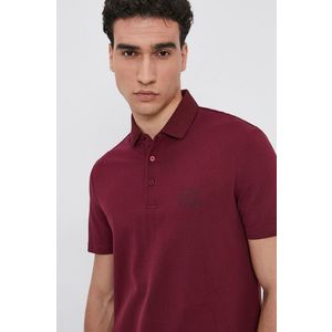 Polo tričko Armani Exchange pánske, bordová farba, jednofarebné vyobraziť