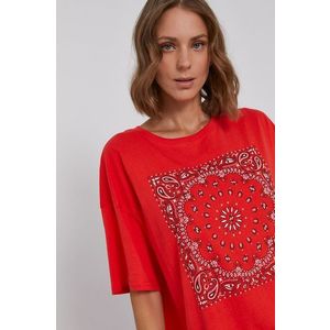 Bavlnené tričko Wrangler červená farba vyobraziť
