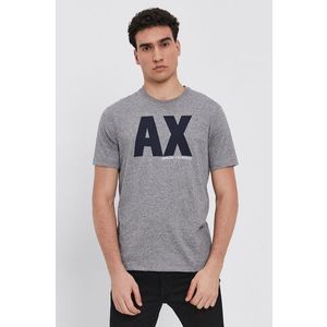 Tričko Armani Exchange pánske, šedá farba, s potlačou vyobraziť