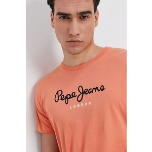 Bavlnené tričko Pepe Jeans Eggo oranžová farba, s potlačou vyobraziť