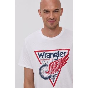 Tričko Wrangler pánske, biela farba, s potlačou vyobraziť