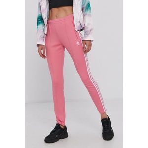 Nohavice adidas Originals dámske, ružová farba, s nášivkou vyobraziť