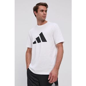 Tričko adidas Performance pánske, biela farba, s potlačou vyobraziť