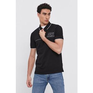 Polo tričko Armani Exchange pánske, čierna farba, s potlačou vyobraziť