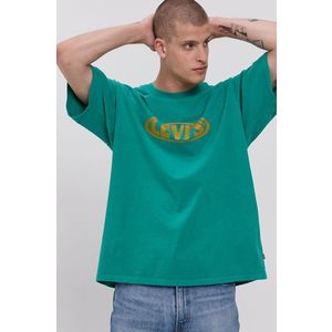 Bavlnené tričko Levi's zelená farba, s potlačou vyobraziť