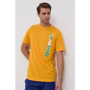 Tričko Reebok GS9016 pánske, žltá farba, s potlačou vyobraziť