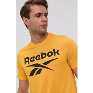 Tričko Reebok GT5759 pánske, žltá farba, s potlačou vyobraziť