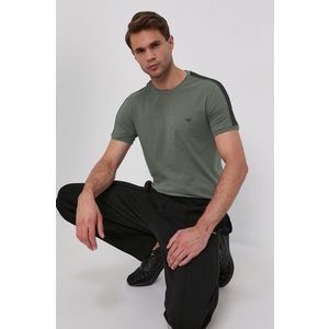 Tričko Emporio Armani Underwear pánske, zelená farba, s nášivkou vyobraziť