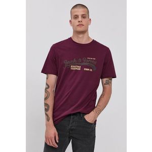Bavlnené tričko Premium by Jack&Jones fialová farba, s potlačou vyobraziť