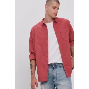 Bavlnená košeľa Levi's pánska, červená farba, regular, s klasickým golierom vyobraziť