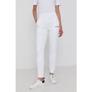 Nohavice Karl Lagerfeld dámske, biela farba, s nášivkou vyobraziť