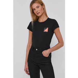 Bavlnené tričko Armani Exchange čierna farba vyobraziť