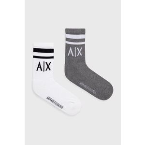 Ponožky Armani Exchange (2-pack) pánske, biela farba vyobraziť