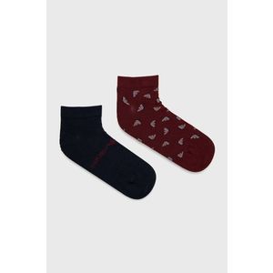 Ponožky Emporio Armani Underwear (2-pack) pánske, bordová farba vyobraziť