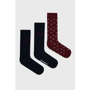 Ponožky Emporio Armani Underwear (3-pack) pánske, bordová farba vyobraziť