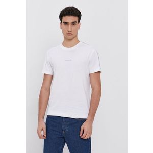 Bavlnené tričko Calvin Klein Jeans biela farba, s potlačou vyobraziť