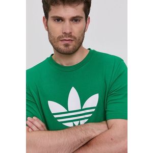 Tričko adidas Originals pánske, zelená farba, s potlačou vyobraziť