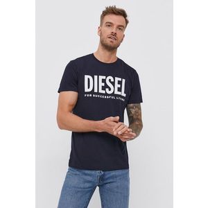 Bavlnené tričko Diesel tmavomodrá farba, s potlačou vyobraziť