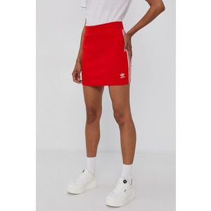 Sukňa adidas Originals H38760 červená farba, mini, rovná vyobraziť