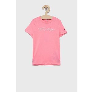 Detské tričko Tommy Hilfiger ružová farba, s potlačou vyobraziť