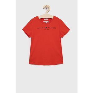 Detské bavlnené tričko Tommy Hilfiger červená farba vyobraziť