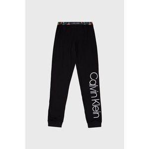 Detské pyžamové nohavice Calvin Klein Underwear čierna farba, s potlačou vyobraziť