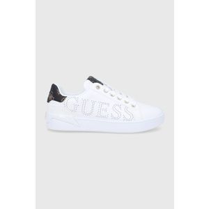 Topánky Guess biela farba, na plochom podpätku vyobraziť