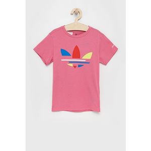 Detské bavlnené tričko adidas Originals ružová farba vyobraziť