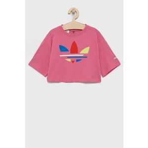 Detské bavlnené tričko adidas Originals ružová farba vyobraziť