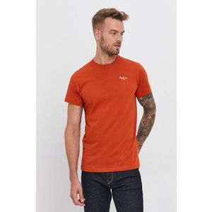 Bavlnené tričko Pepe Jeans Derek oranžová farba, jednofarebné vyobraziť