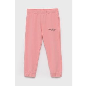 Detské nohavice Calvin Klein Jeans ružová farba, jednofarebné vyobraziť