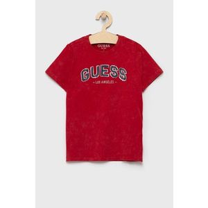 Detské tričko Guess červená farba, s nášivkou vyobraziť