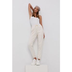 Nohavice adidas Originals dámske, krémová farba, jednofarebné vyobraziť