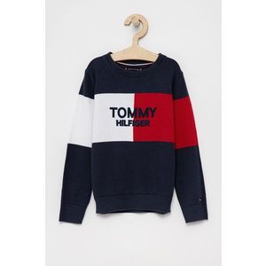 Detský sveter Tommy Hilfiger tmavomodrá farba, ľahký vyobraziť