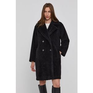 Kabát Marella dámsky, čierna farba, prechodný, dvojradový vyobraziť