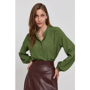 Košeľa Marella dámska, zelená farba, regular, so stojačikom vyobraziť