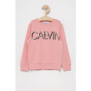 Detská mikina Calvin Klein Jeans ružová farba, s potlačou vyobraziť