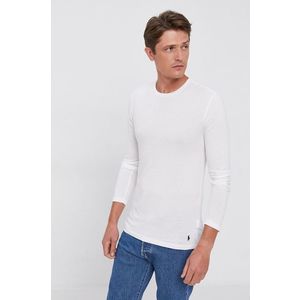 Bavlnené tričko s dlhým rukávom Polo Ralph Lauren biela farba, jednofarebné vyobraziť